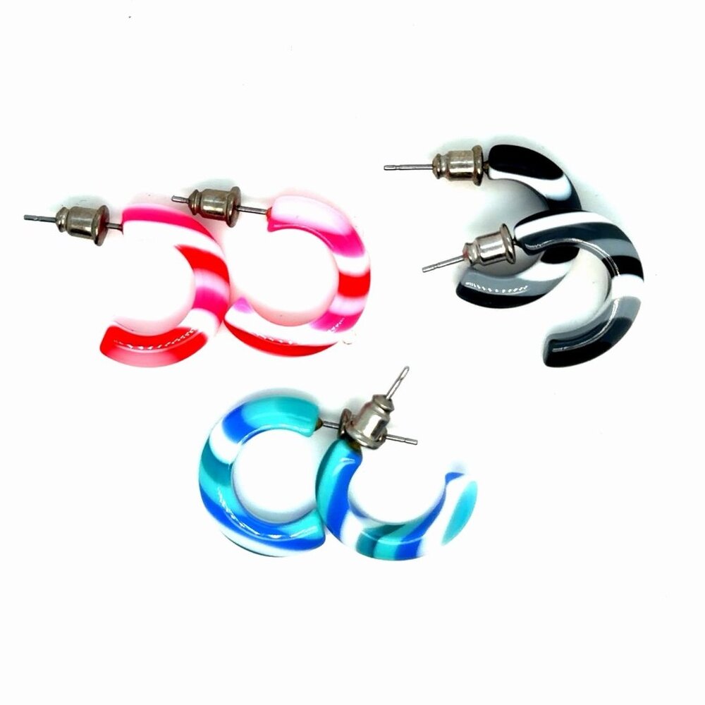 3‎ Pairs Multicolor Hoops Earrings